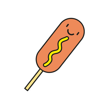 Sausage stick cartoon. Cartoon style. Vector illustration.のイラスト素材