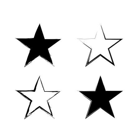 Black brush stars. Ink paint brush stain. Vector illustration. stock image.のイラスト素材
