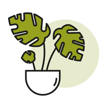 Cartoon flowerpot spot. Spring decoration. Plant floral design. Vector illustration. Stock image.のイラスト素材