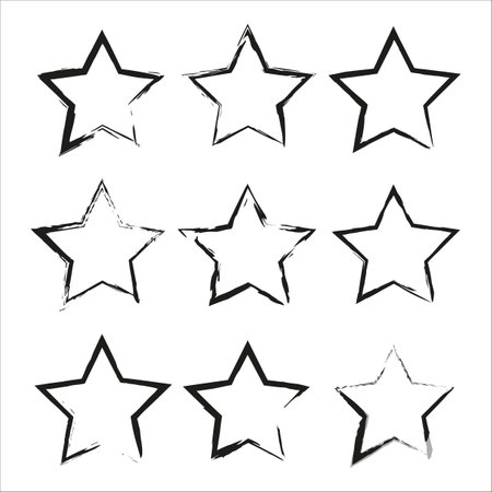 Black brush stars. Ink paint brush stain. Vector illustration. stock image.のイラスト素材