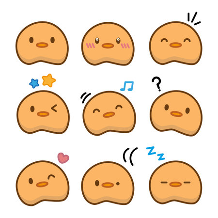 Emoticon smile collection. Cheerful, happy emotions. Vector illustration. Stock image.のイラスト素材