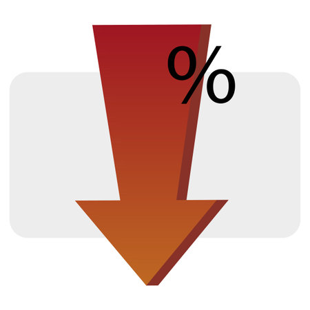Red arrow percentage down. Financial concept. Vector illustration.のイラスト素材