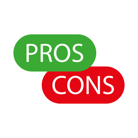 Pros cons icon. Green red pro con. Vector illustration.のイラスト素材
