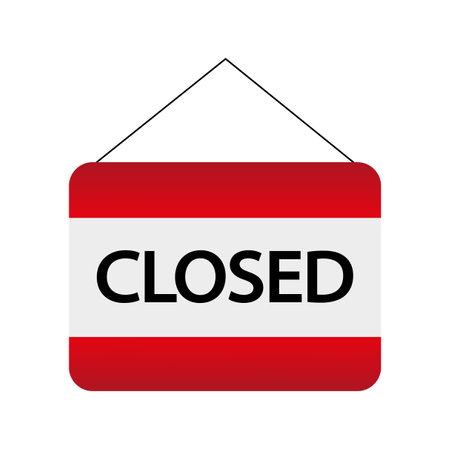 red sign closed. Shopping time. Vector illustration.のイラスト素材