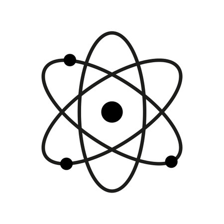 Icon with symbol atom. Round shape. Vector illustration.のイラスト素材