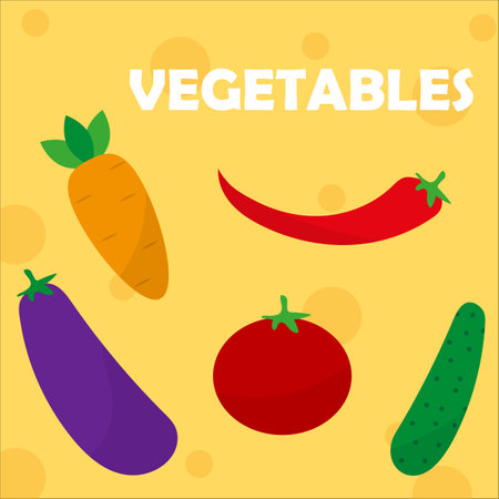 Colorful different vegetables. Sweet food. Vector illustration.のイラスト素材