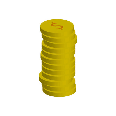 Gold coins column. Pile money. Vector illustration.のイラスト素材