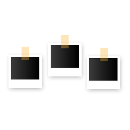 Realistic photo frame set. Photo album template set. Scrapbook pattern. Vector illustration.のイラスト素材