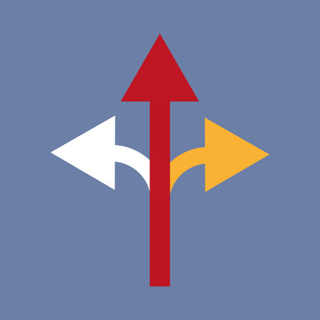 Three arrows in flat style. Design element. Business success strategy. Vector illustration.のイラスト素材