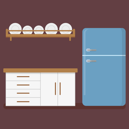 Cartoon kitchen. Cooking background. Vector illustration.のイラスト素材