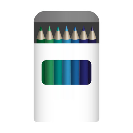 Pencils in a package. Realistic collection with pencils in a package. Vector illustration.のイラスト素材