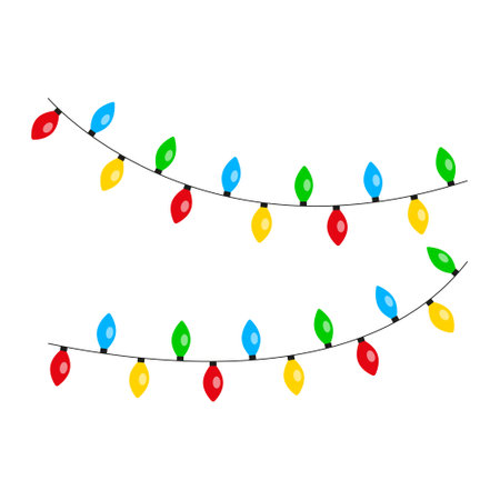 Colored light bulbs garland. Festival season. Vector illustration.のイラスト素材