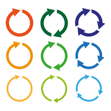 Icon with colored circular arrows. Color concept. Business success. Vector illustration.のイラスト素材