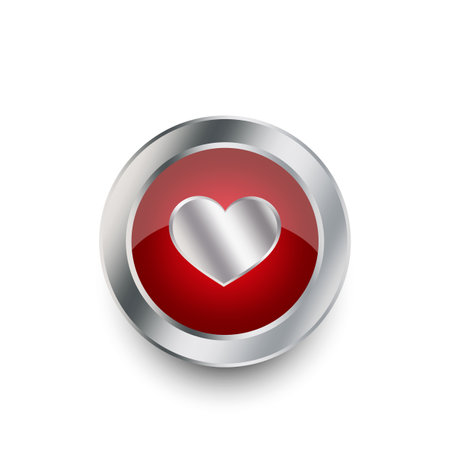 red heart button for web marketing design. Heart symbol. Red heart. Vector illustration.のイラスト素材