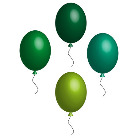 Ribbon with balloons colored realistic. Birthday party, celebration, holiday, event, festive concept. Vector illustration.のイラスト素材