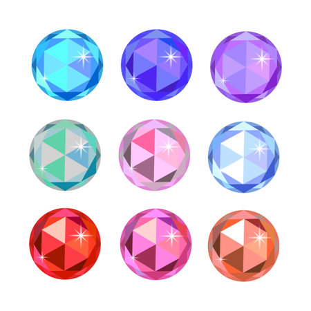 Colorful gemstones collection. set of multicolored diamonds. Precious stone vector jewels. Vector illustration.のイラスト素材