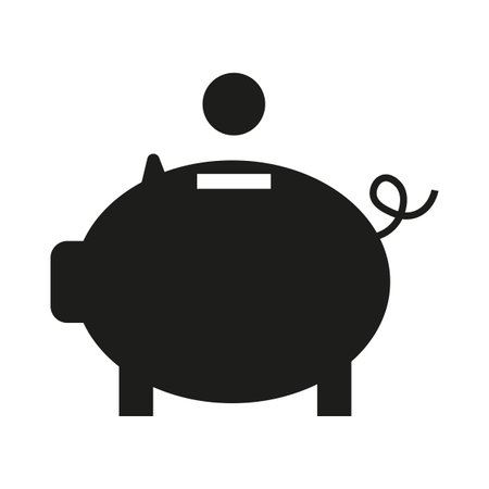 Piggy bank with coin. Icon piggy bank in a flat style. The concept of banking or business services. Vector illustration.のイラスト素材