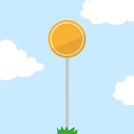 Blank yellow road sign. empty road sign. Vector illustration.のイラスト素材