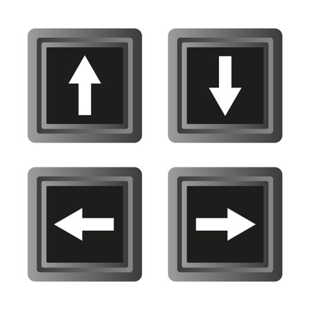 Black square buttons with arrows. Vector illustration.のイラスト素材