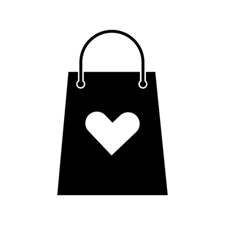 Shopping bag with heart line icon. Vector illustration. stock image.のイラスト素材