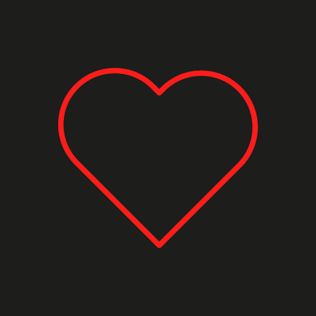Red neon heart on black background. Vector illustration. stock image.のイラスト素材