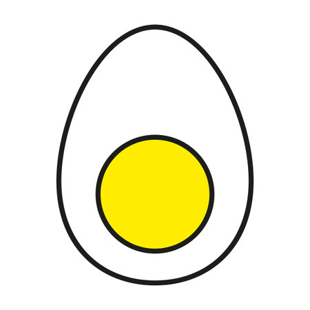 Cutaway chicken egg. Hard boiled egg. Boiled egg. Vector illustration. EPS 10.のイラスト素材