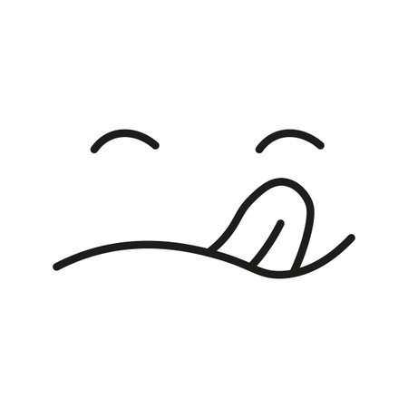 Yummy smile. Cartoon line emoticon. Vector illustration. EPS 10.のイラスト素材