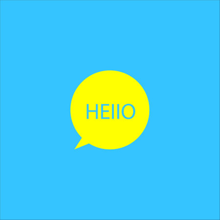 Hello lettering. Headline in yellow speech bubble. Vector illustration. EPS 10.のイラスト素材