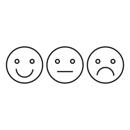 Emoji icon set of satisfaction level. Simple feedback in form of emotions. Vector illustration. EPS 10.のイラスト素材