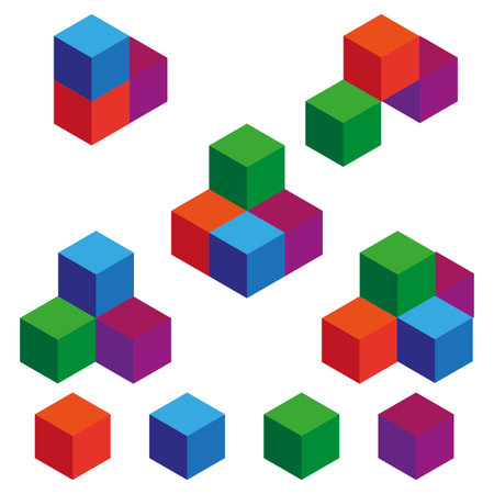 Colorful 3d isometric cubes. Vector illustration. EPS 10.のイラスト素材