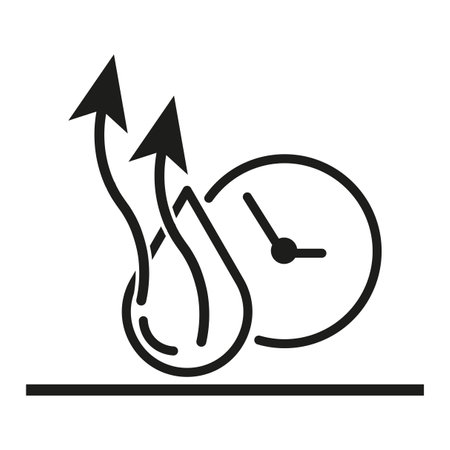 Drying time icon. Fast evaporation on surface sign. Water drop with clock icon. Wet cleaning concept. Vector illustration. EPS 10.のイラスト素材