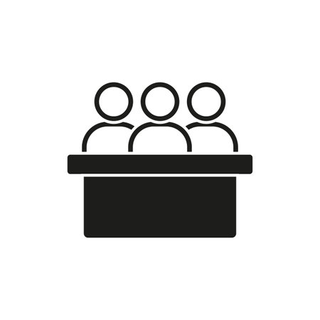 Business meeting line icon. Three people at table icon. Vector illustration. EPS 10.のイラスト素材