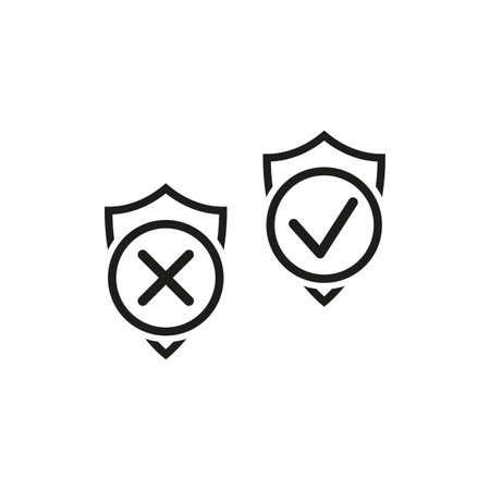 Shields with check marks icons. Vector illustration. EPS 10.のイラスト素材