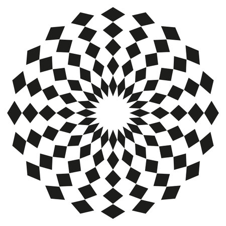 Geometric circle element with square pattern. Radiating rhombus shapes.. Vector illustration. EPS 10.のイラスト素材