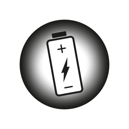 Battery icon with long shadow. Vector illustration. EPS 10.のイラスト素材