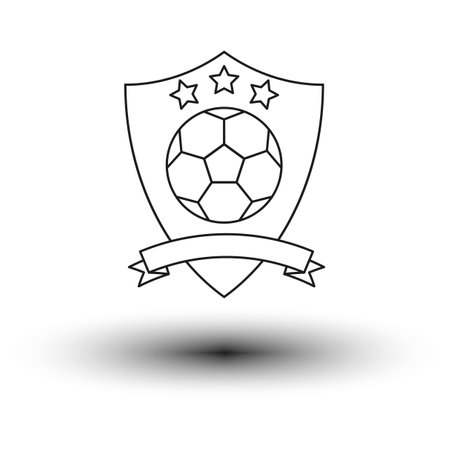 Football team logo. Soccer badge icon. The ball is on the shield. Vector illustration. EPS 10.のイラスト素材