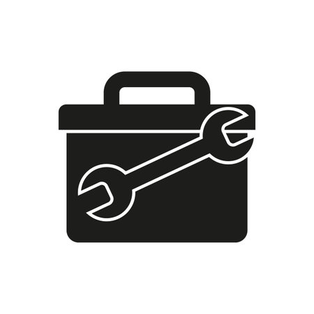 Briefcase with wrench solid icon. Vector illustration. EPS 10.のイラスト素材