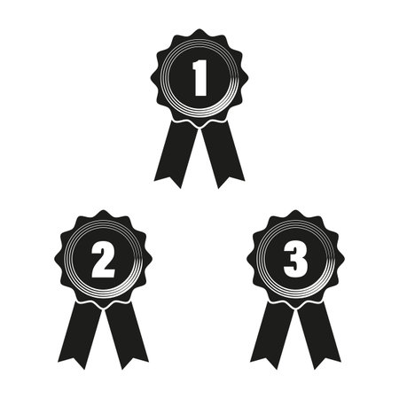 Award medal icon set. Simple first, second, third place award sign. Vector illustration. EPS 10.のイラスト素材