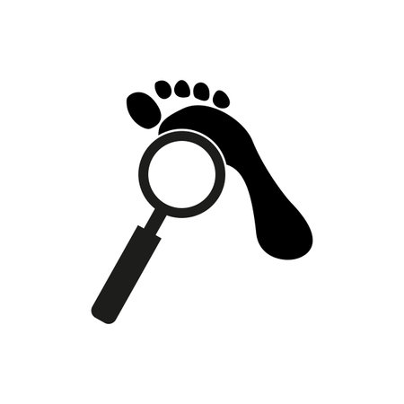 Footprint magnifying glass icon. Vector illustration. EPS 10.のイラスト素材