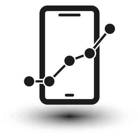 Mobile phone screen with financial charts and graphs. Trend analysis on smartphone screen with graphs. Vector illustration. PS 10.のイラスト素材