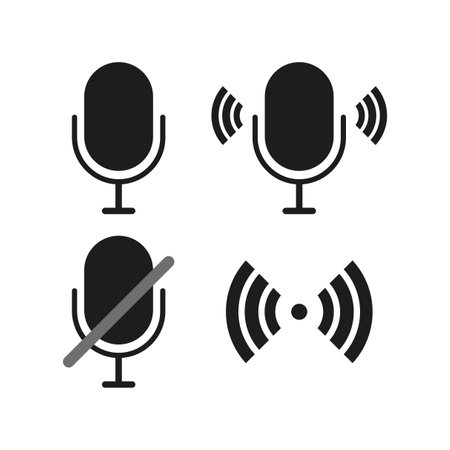 A variety of microphone symbols in different stylesのイラスト素材