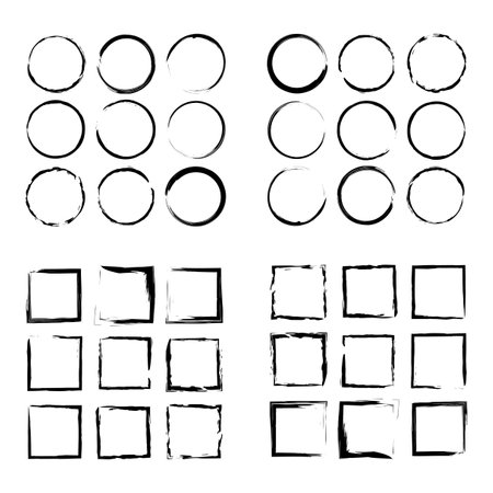Geometric shapes on white backdrop circle, rectangle, symmetry, patternのイラスト素材