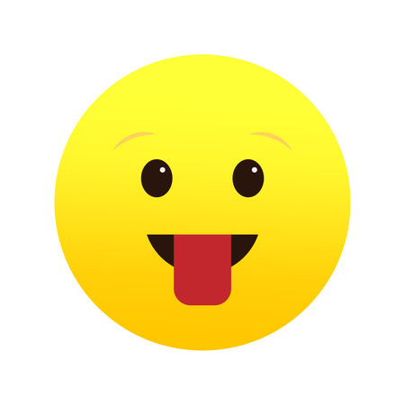 Cheerful yellow emoji. Playful face expression. Vector illustration. EPS 10.のイラスト素材
