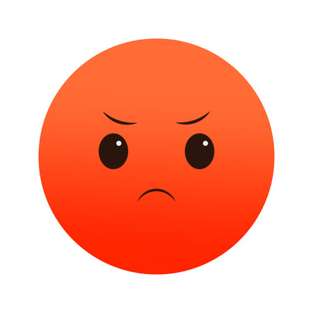 Angry emoji, red face. Upset expression. Simple mood icon. Vector illustration. EPS 10.のイラスト素材