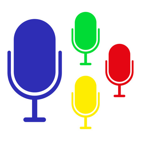 Colorful microphones set. Audio broadcast. Vector illustration. EPS 10.のイラスト素材