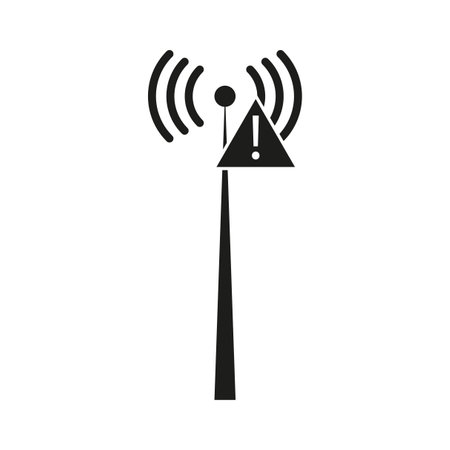 Signal tower icon. Radio waves broadcasting. Alert communication symbol. Vector illustration. EPS 10.のイラスト素材
