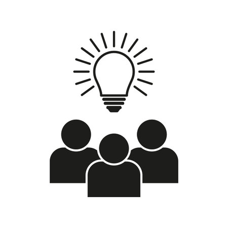 Creativity team light bulb. Idea icon collaboration. Vector illustration. EPS 10.のイラスト素材