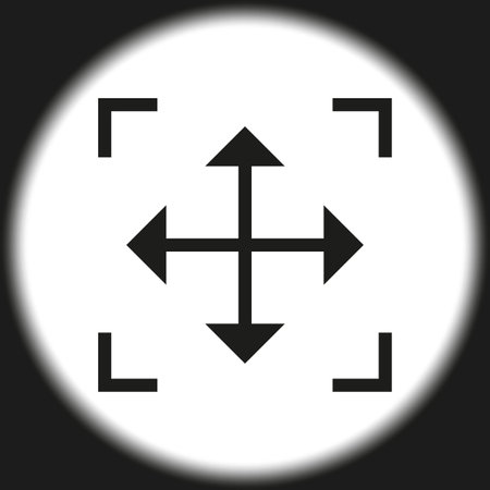 Directional arrows icon. Camera focus symbol. Editing interface element. Targeting graphic. Vector...