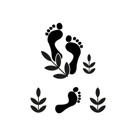 Footprints and leaves icon. Eco-friendly and nature walk symbol. Vector illustration. EPS 10.のイラスト素材
