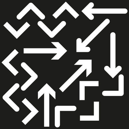Assorted directional arrows set. Choices and decisions concept. Navigation and movement icons. Vector illustration. EPS 10.のイラスト素材